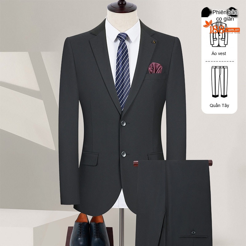 Bộ Vest Nam Áo Blazer Xẻ Tà Hai Bên Màu Đen