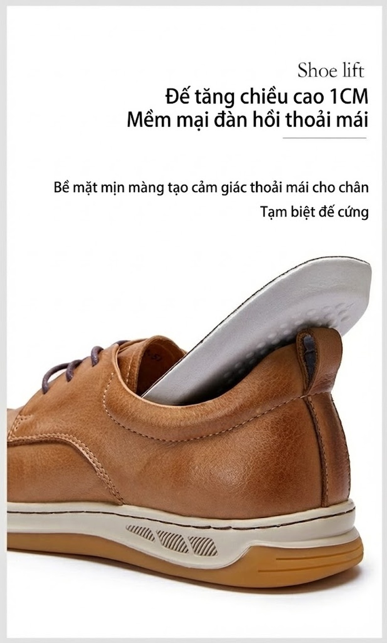 Giày Mọi Nam Da Thật Thoáng Khí Chiều Cao Đế Khoảng 3cm Phong Cách Retro Màu Nâu, Đen chi tiết 10