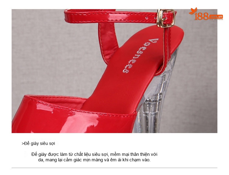Giày Sandal Cao Gót Nữ Hở Ngón Quai Mảnh Đính Đá Gót Cao 10cm - 12cm Màu Đen, Đỏ, Trắng, Bạc... chi tiết 7
