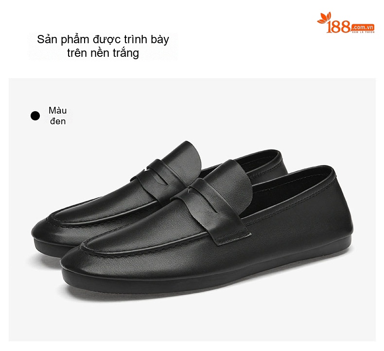 Giày Lười Nam Da Bóng Chiều Cao Đế Khoảng 1cm Màu Đen, Trắng chi tiết 29