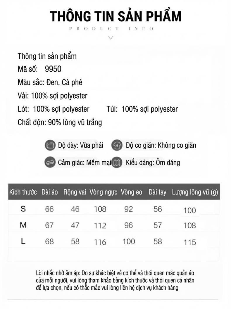 Áo Khoác Phao Nữ Lông Vũ Dáng Ngắn Cổ chữ Vest Thêu Họa Tiết Màu Đen, Nâu chi tiết 11