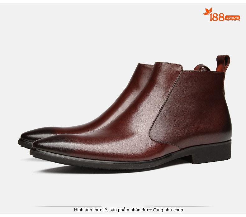 Boot Da Nam Cổ Cao Phong Cách Anh Quốc Chiều Cao Đế Khoảng 3cm Màu Đen, Nâu chi tiết 8