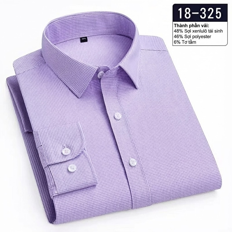 Áo Sơ Mi Dài Tay Nam Thoáng Khí Mùa Hè Cotton Lụa Gân Màu Trắng, Hồng, Xám Xanh, Xanh Dương... chi tiết 19