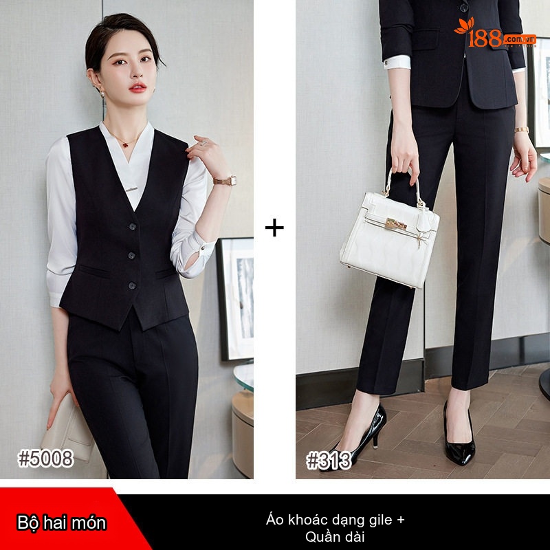 Áo Gile Nữ Công Sở Lễ Tân Khách Sạn Văn Phòng Màu Xám, Đen
