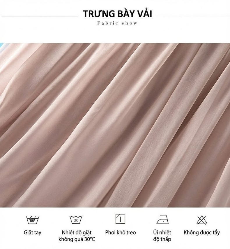 Chân Váy Nữ Lụa Tằm Bohemian Dáng Dài Cao Eo Thời Trang Màu Be chi tiết 4