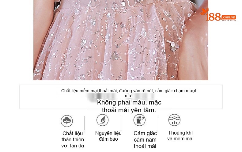 Váy Dự Tiệc Nữ Tay Lỡ Dáng Xòe Màu Hồng chi tiết 8