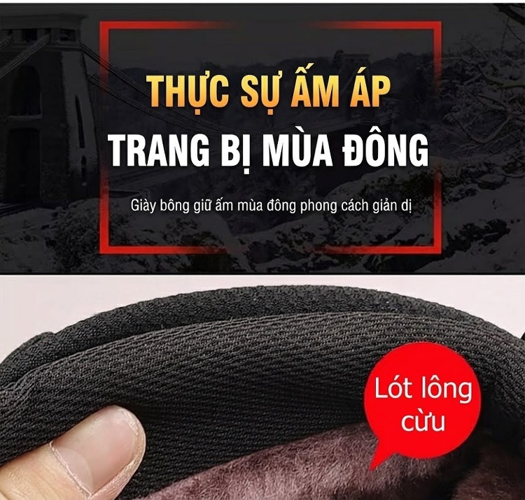Giày Cao Cổ Nam Da Bò Lót Lông Giữ Ấm Chiều Cao Đế Khoảng 4cm Màu Đen chi tiết 4