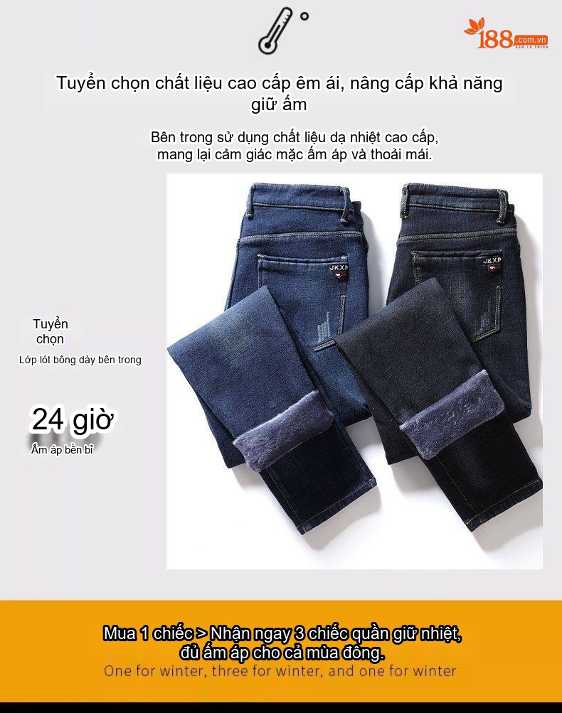 Quần Jean Nam Vải Cao Cấp Co Giãn Dáng Suông Basic Màu Xanh Đậm, Xanh Nhạt, Đen chi tiết 23