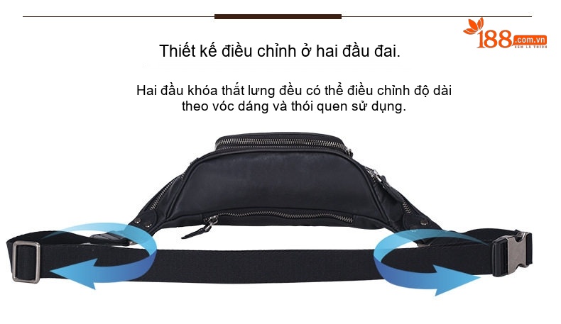 Túi Đeo Ngực/Bụng/Vai Nam Da Bò Thật Thời Trang, Đa Năng Màu Đen chi tiết 5