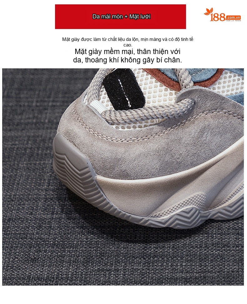 Giày Sneaker Nữ Đế Dày Phong Cách Ulzzang Chiều Cao Đế Khoảng 5cm Màu Trắng, Hồng, Xanh, Xám... chi tiết 11