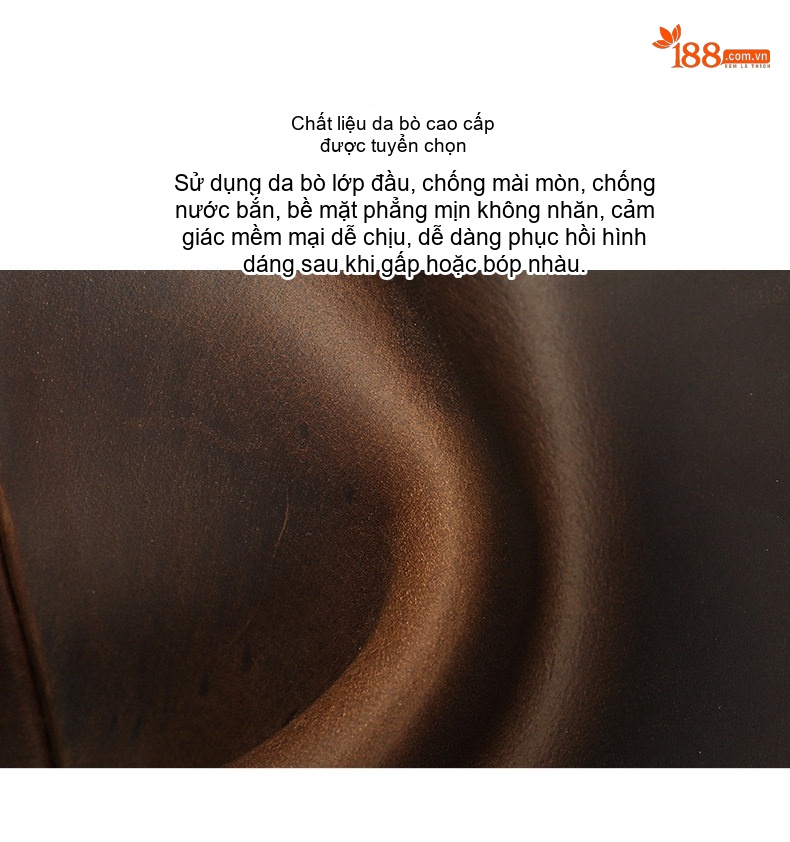 Túi Đeo Chéo Nam Da Thật Cao Cấp Da Bò Lớn Màu Nâu chi tiết 9
