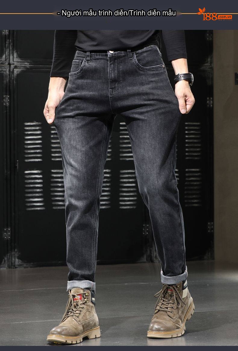 Quần Jean Cotton Co Giãn Cao Cấp Dáng Suông Màu Xanh, Đen chi tiết 13