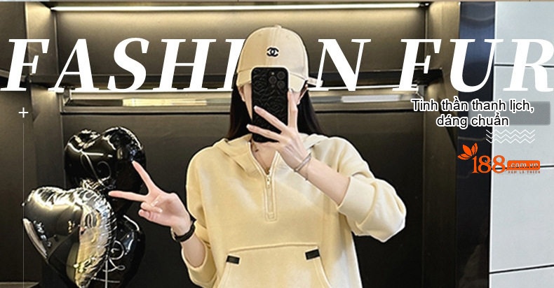 Bộ đồ thể thao nữ áo hoodie dáng rộng quần ống rộng lót lông chi tiết 1