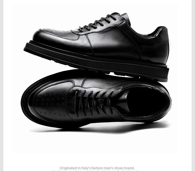 Giày Sneaker Nam Da Thật Buộc Dây Đế Cao 4cm Thoáng Khí chi tiết 16