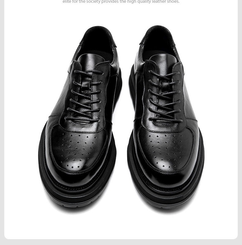 Giày Sneaker Nam Da Thật Buộc Dây Đế Cao 4cm Thoáng Khí chi tiết 17