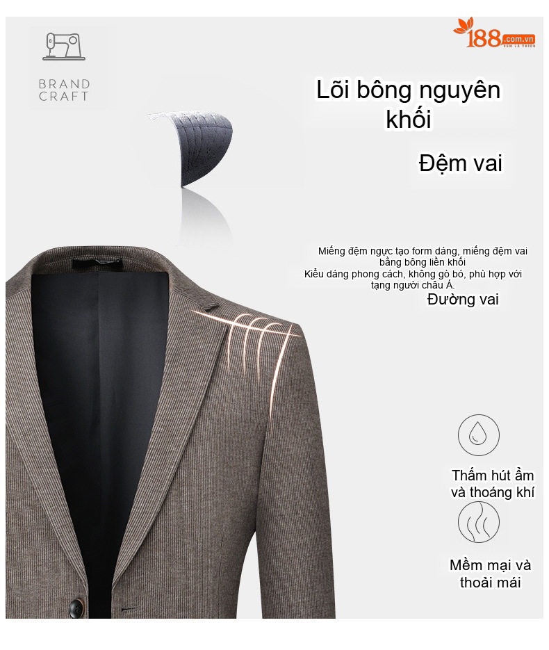 Áo Vest Nam Dáng Ôm Vừa Vặn Dày Dặn Không Nhăn Co Giãn Tốt Màu Nâu, Xám chi tiết 9