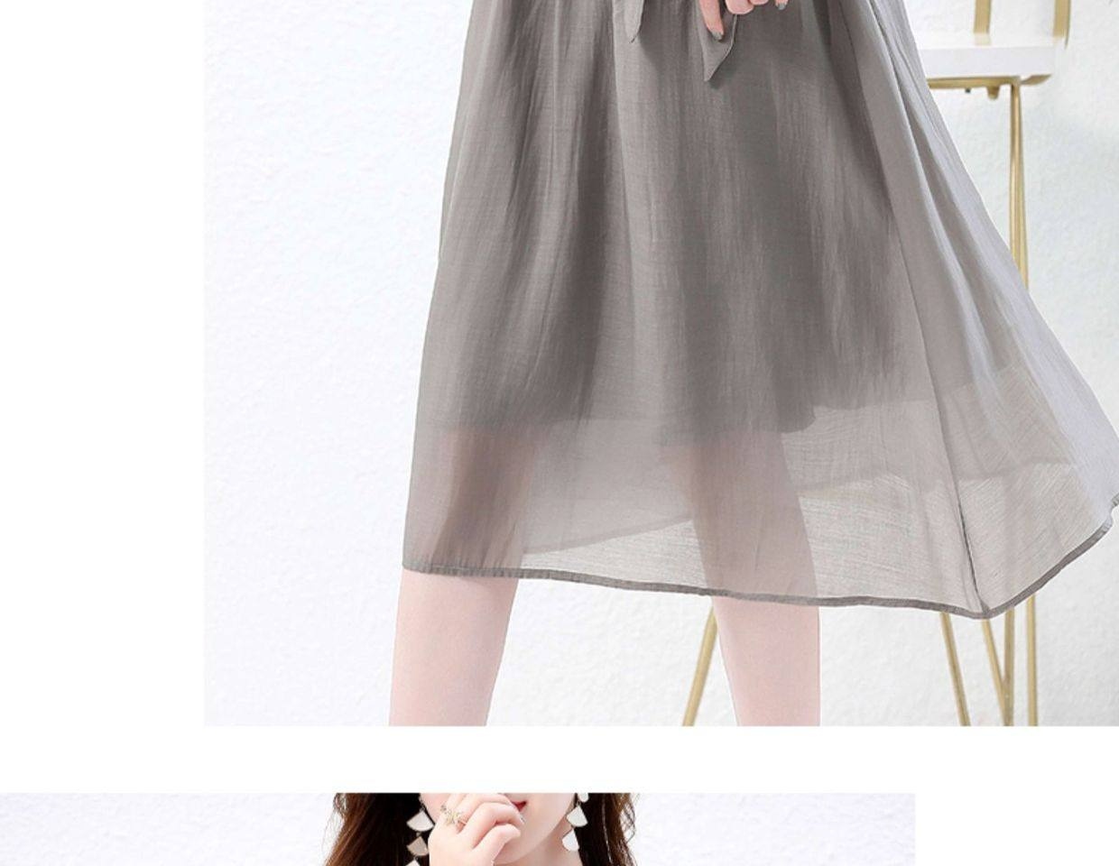 Váy Liền Thân Nữ dáng chữ A Chiết Eo Thanh Lịch Màu Xám, Be, Trắng chi tiết 15