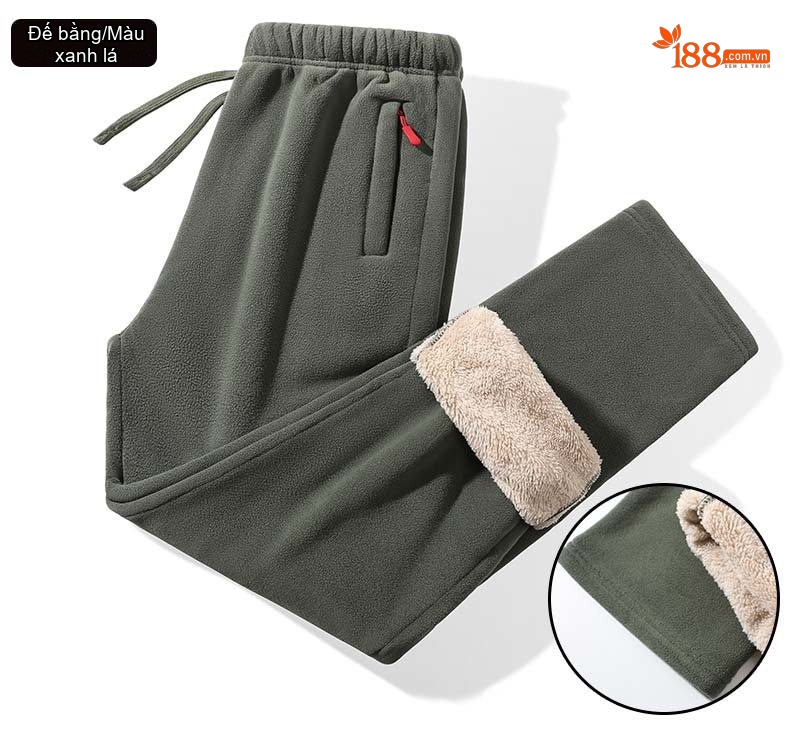 Quần Dài Nam Lông Cừu Non Dày Dặn Giữ Ấm Dáng Rộng Màu Đen, Xanh Navy, Xám, Xanh Olive... chi tiết 18