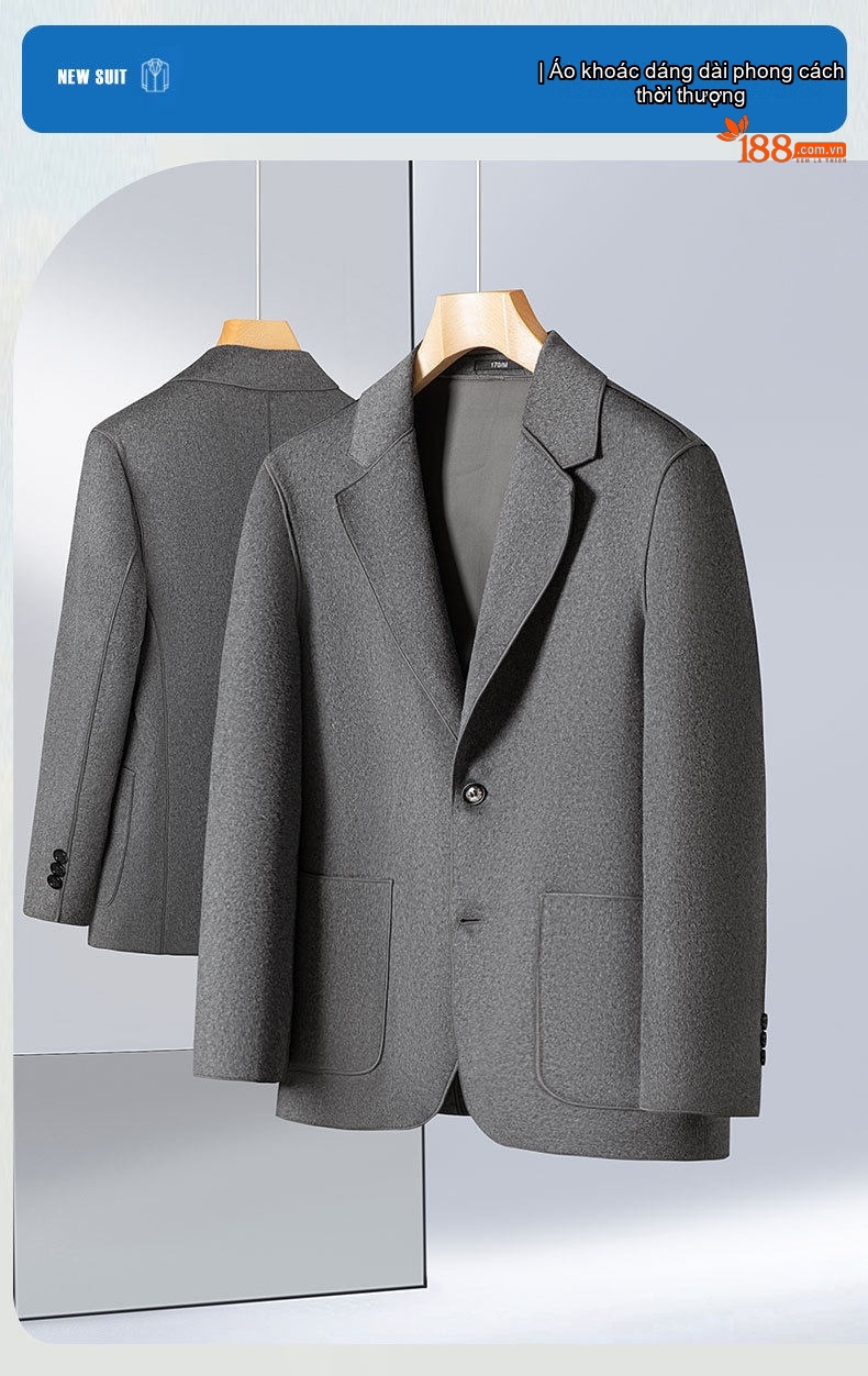 Áo Vest Nam Hai Khuy Một Hàng Khuy Vải Nỉ Lông Cừu Màu Đen, Xám, Nâu chi tiết 1