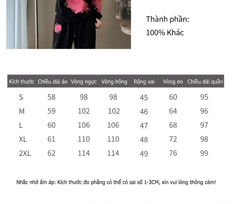 Set Bộ Nỉ Thu Đông Nữ Áo Tay Dài Quần Dài Thể Thao Phong Cách Thời Trang Màu Đen, Hồng chi tiết 8