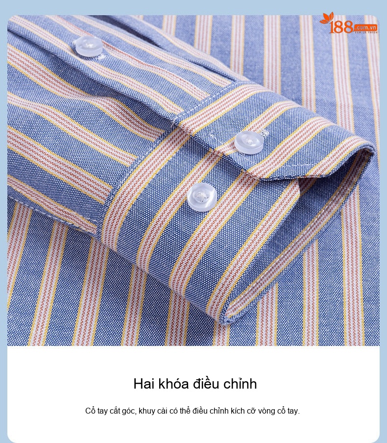 Áo Sơ Mi Nam Tay Dài Oxford Cotton Thoáng Khí Họa Tiết Kẻ Sọc Lớn Màu Xanh Dương, Đen, Trắng, Xám... chi tiết 23