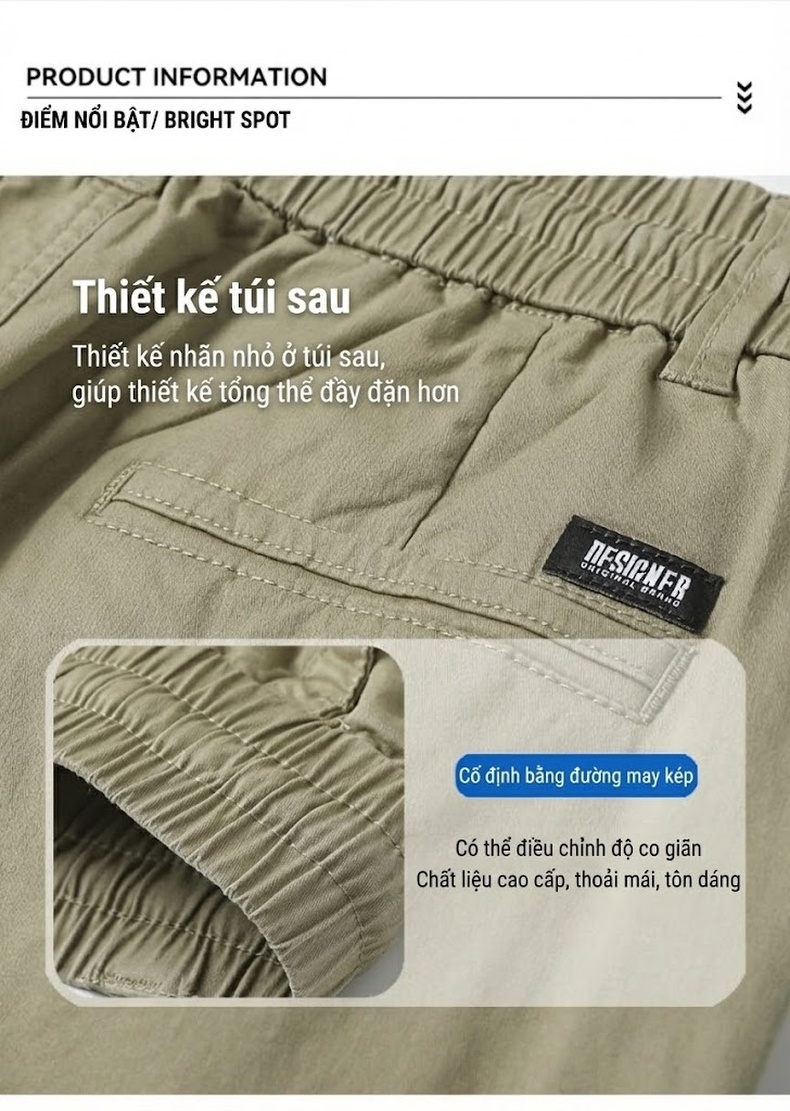 Quần Dài Jogger Nam Cotton Ống Bo Chun Thu Đông Phong Cách Mỹ Lưng Thun Dây Rút Màu Be, Đen, Xám, Xanh... chi tiết 5