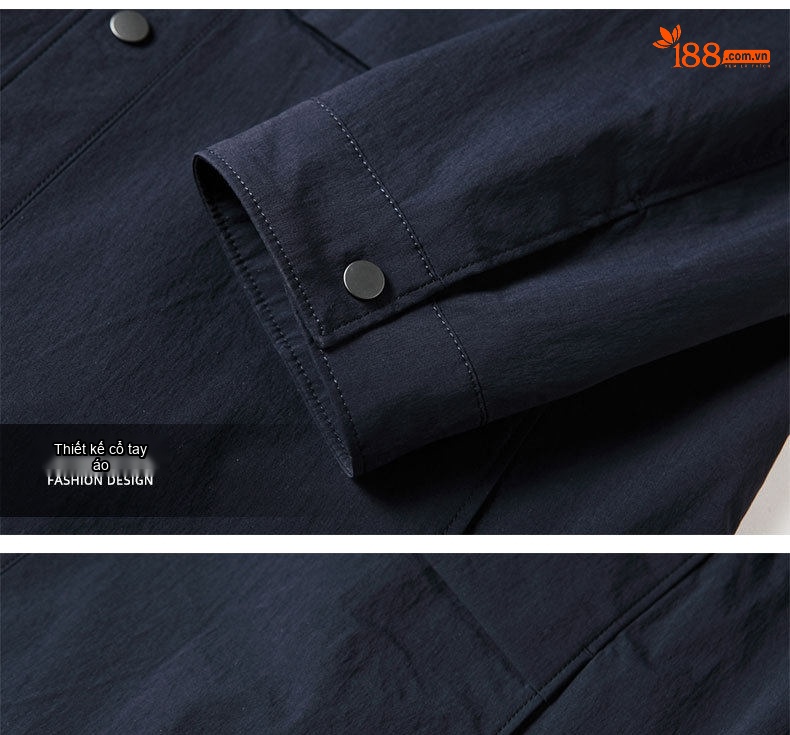 Áo Khoác Nam Cổ Bẻ Dáng Áo Sơ Mi Mỏng Nhẹ Màu Xanh Navy, Xám, Ghi chi tiết 14