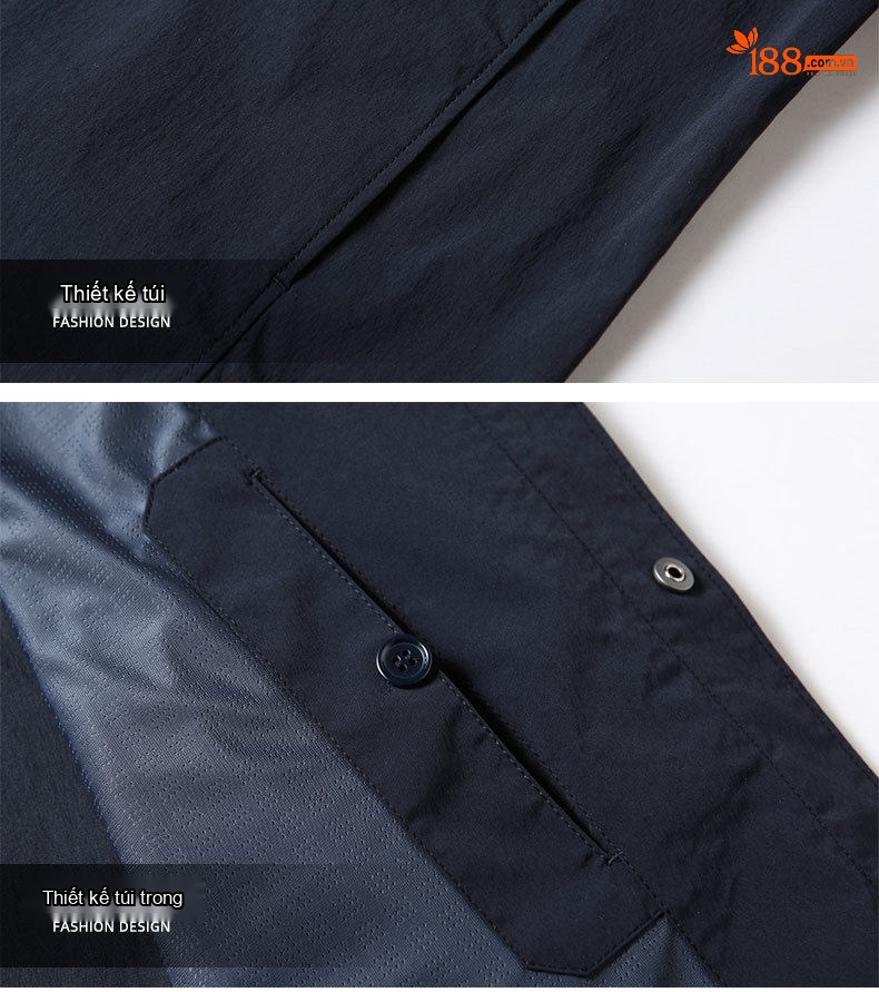 Áo Khoác Nam Cổ Bẻ Dáng Áo Sơ Mi Mỏng Nhẹ Màu Xanh Navy, Xám, Ghi chi tiết 15