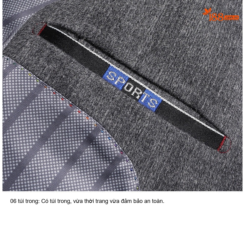 Áo Vest Nam Cashmere Lụa Tằm, Áo Khoác Blazer Kẻ Sọc Thu Đông Phong Cách Casual Màu Xám chi tiết 15