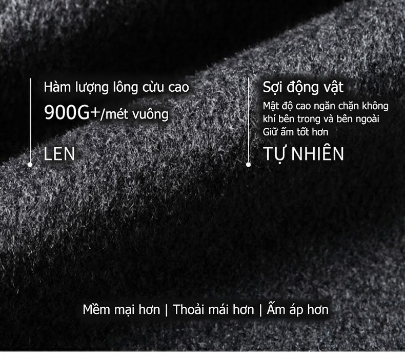 Áo Khoác Dạ Nam Dáng Dài Vừa Vặn Cổ Bẻ Lót Lông Vũ Ấm Áp Màu Xám, Đen chi tiết 2