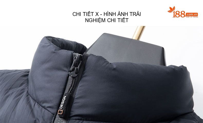 Áo Khoác Phao Nam 90% Lông Vịt Dáng Ôm Khóa Kéo Cổ Đứng Giữ Ấm Màu Xám, Xanh Đen, Xanh Rêu chi tiết 17