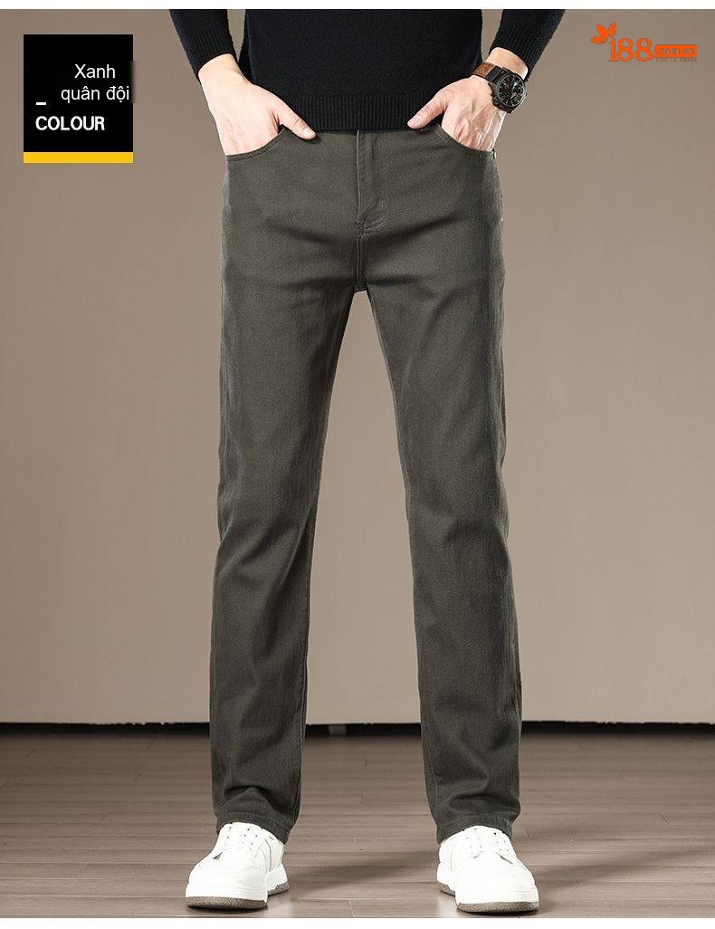 Quần Jean Nam Cotton Ống Đứng Co Giãn Thoải Mái Màu Nâu chi tiết 18