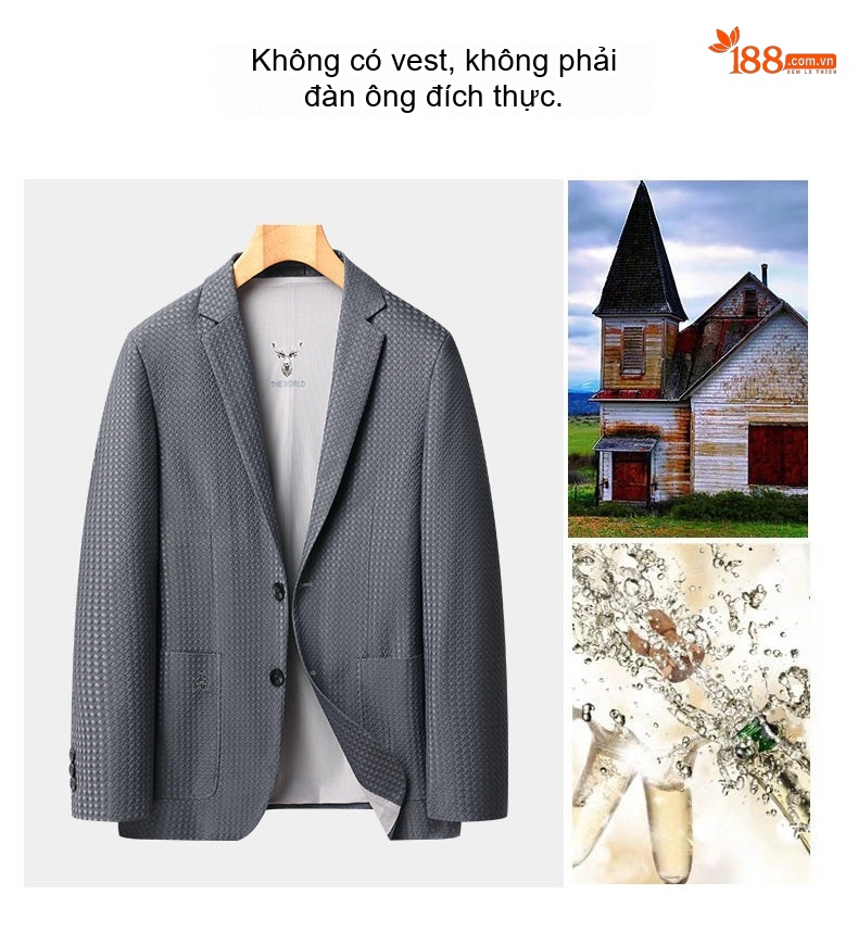 Áo Vest Nam Pique Mỏng Nhẹ Thoáng Khí Chống Nhăn Co Giãn Màu Đen, Xám chi tiết 9