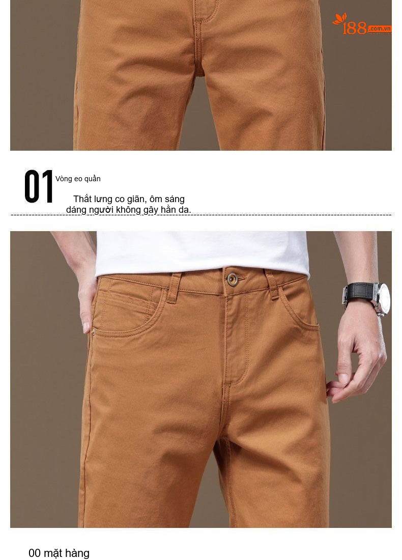 Quần Dài Nam Cotton Co Giãn 7 Màu Ống Đứng Thoải Mái chi tiết 29