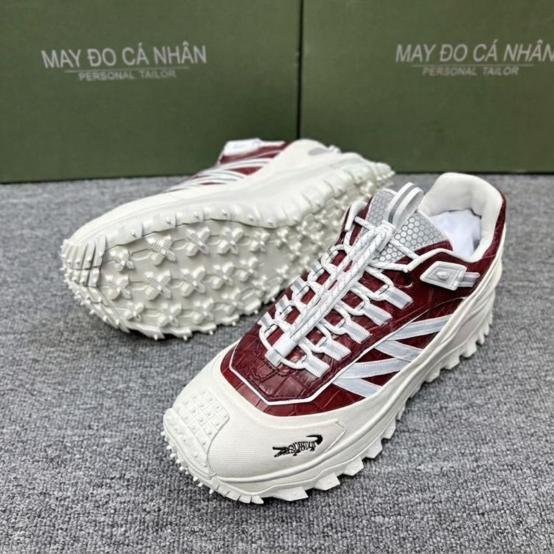 Giày Thể Thao Buộc Dây Nam Da Bụng Cá Sấu Chiều Cao Đế Khoảng 4cm Màu Trắng, Xanh Lam, Đỏ chi tiết 3