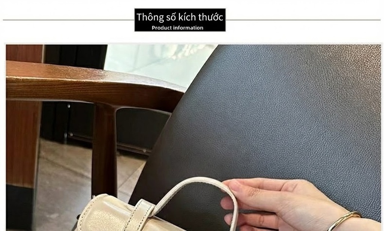 Túi Đeo Chéo Nữ Da Bò Mini Cầm Tay Retro Màu Nâu, Kem chi tiết 10