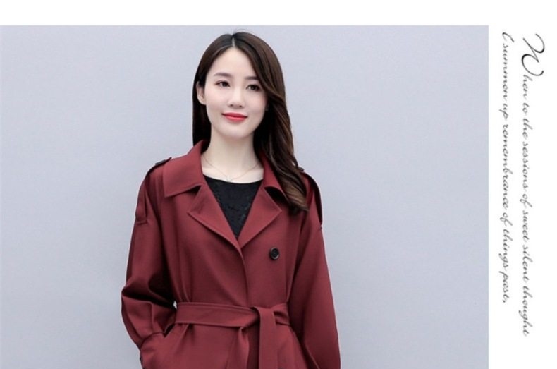 Áo Khoác Gió Nữ Dáng Dài Thanh Lịch Màu Đỏ, Be chi tiết 18