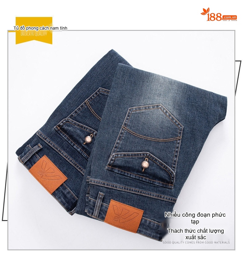 Quần Jean Nam Ống Đứng Dáng Rộng Co Giãn Cao Cấp chi tiết 7