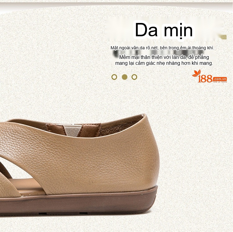 Dép Sandal Nữ Quai Đan Hở Ngón Thoáng Khí Đế Bằng Đế Cao 3cm - 4cm Màu Nâu, Xanh, Vàng chi tiết 4