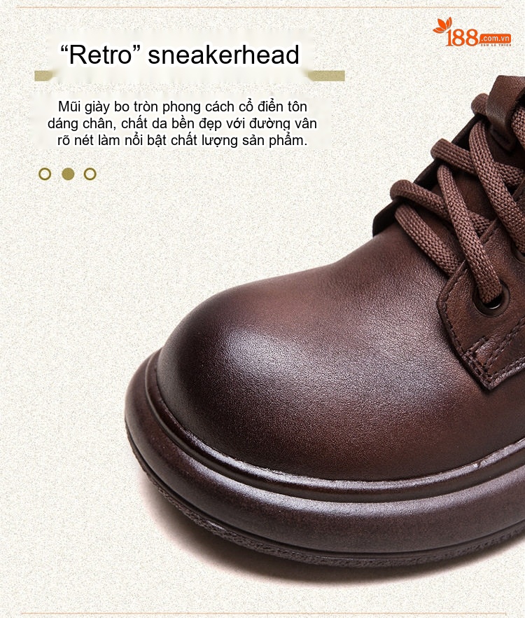 Boot Nữ Cổ Ngắn Ôm Chân Da Mờ Phong Cách Retro Chiều Cao Đế Khoảng 4cm Màu Nâu, Đen chi tiết 5