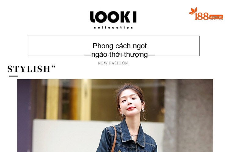 Set Bộ Quần Áo Nữ Jean/Denim Áo Khoác Lửng Quần Ống Rộng Phong Cách Hàn Quốc Màu Xanh Navy chi tiết 2