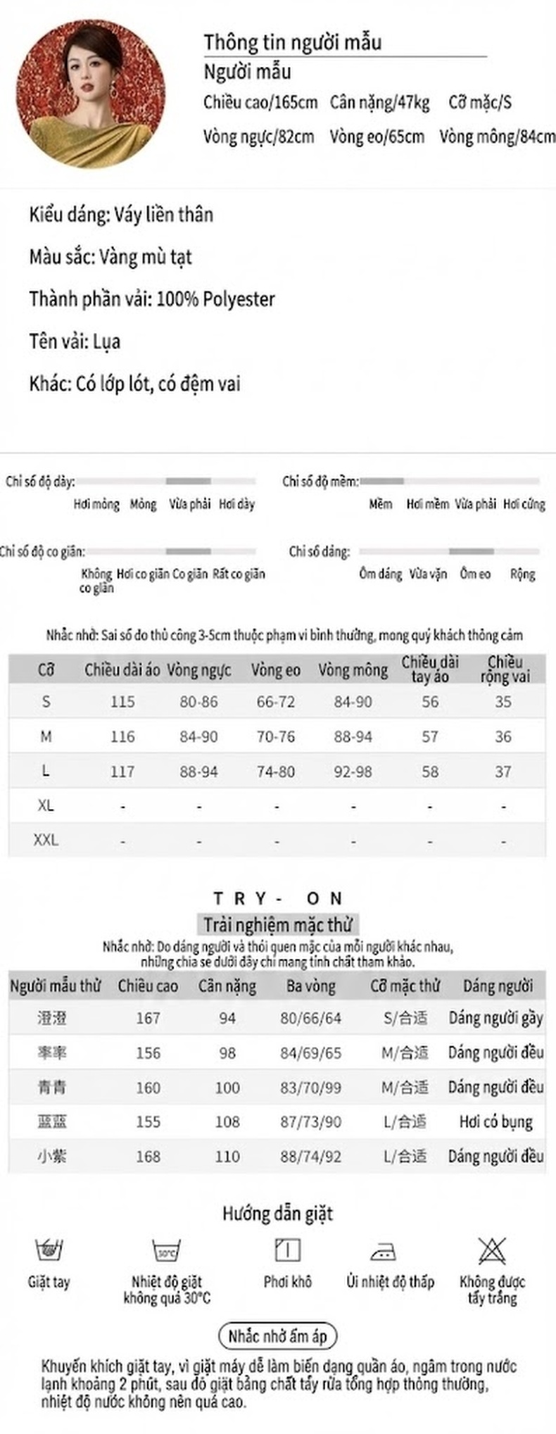 Đầm Cocktail Nữ Dài Tay Dáng Ôm Thanh Lịch Màu Vàng chi tiết 2