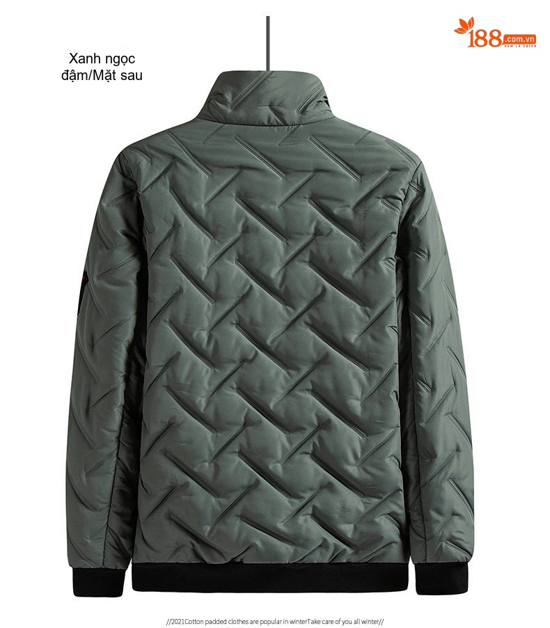 Áo Khoác Bomber Nam Cotton Lót Lông Vũ Giữ Ấm Phong Cách Hàn Quốc Màu Đen, Xám, Xanh Rêu chi tiết 15