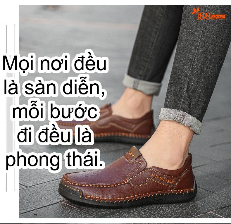 Giày Lười Nam Da Bóng Phong Cách Anh Quốc Chiều Cao Đế Khoảng 2cm Màu Nâu, Đen chi tiết 10