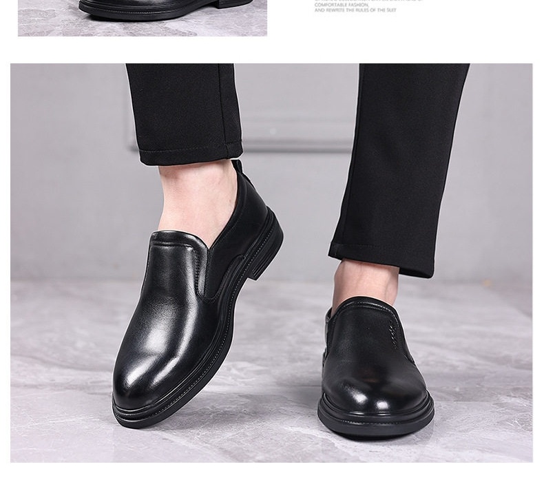 Giày Lười Nam Da Bò Đế Mềm Thoải Mái Chiều Cao Đế Khoảng 3cm Màu Đen chi tiết 14