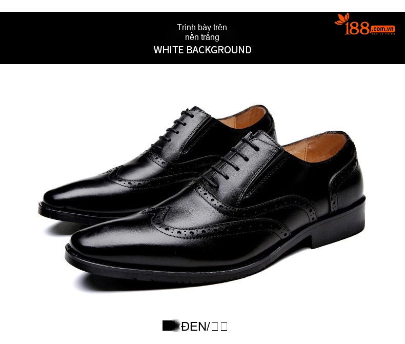 Giày Tây Buộc Dây Nam Da Bò Brogue Chiều Cao Đế Khoảng 3cm Màu Đen, Nâu chi tiết 23