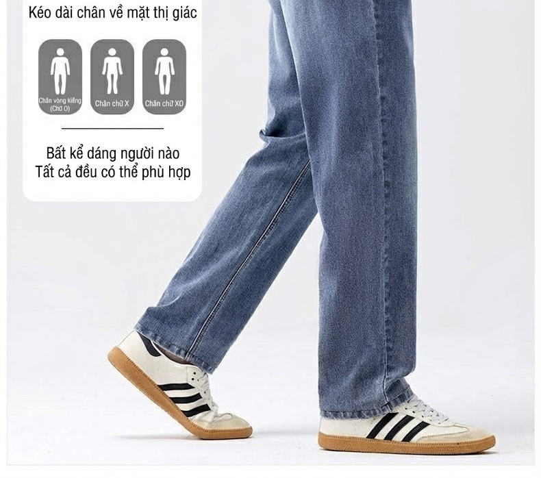 Quần Jean Ống Rộng Nam Dáng Suông Phong Cách Retro Màu Xanh Dương, Đen chi tiết 9