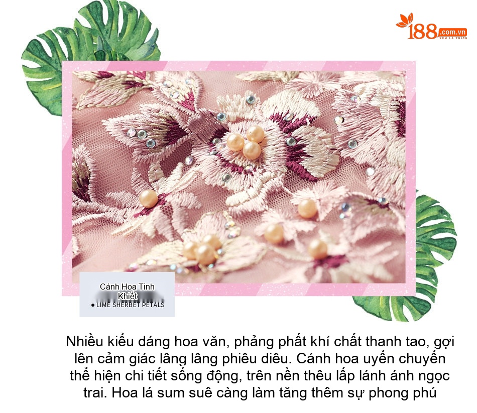 Váy Dạ Hội Dáng Công Chúa Màu Hồng Phấn Thêu Hoa chi tiết 4