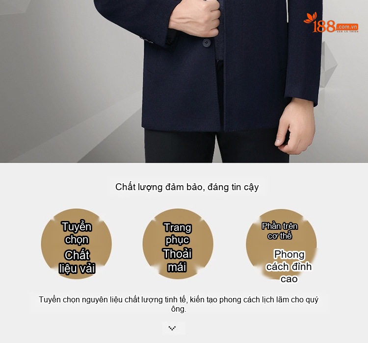 Áo Khoác Dạ Nam Lông Cừu Cao Cấp Dáng Vừa Vặn Màu Đen chi tiết 2