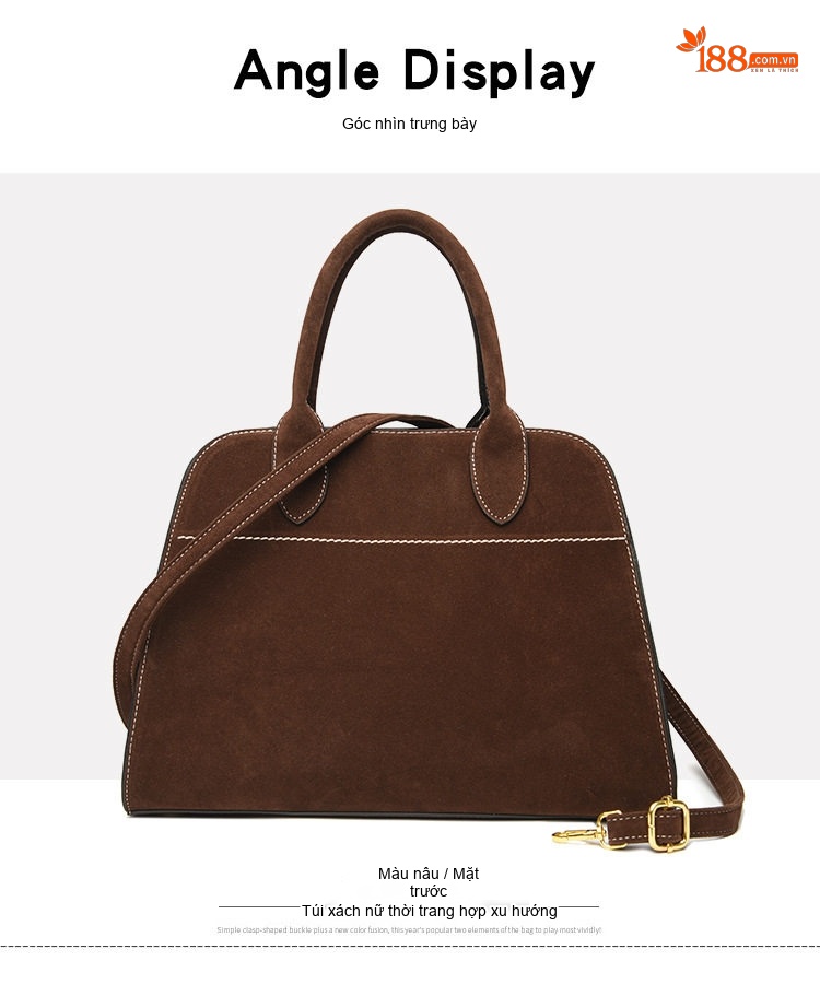 Túi Tote Nữ Da Mờ Phong Cách Retro Châu Âu, Túi Đeo Vai, Túi Xách Tay Công Sở Màu Đỏ, Nâu, Xám, Đen chi tiết 19